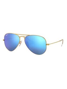 NEW RAY-BAN RB3025 Aviator Sunglasses Matte Gold / Blue Mirror 58mm